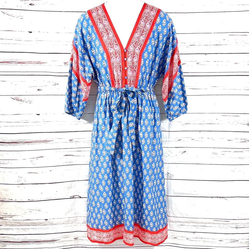 J. Crew Women’s V‎ Neck Cover Up Dress In Classic Block Print Beachwear Size S